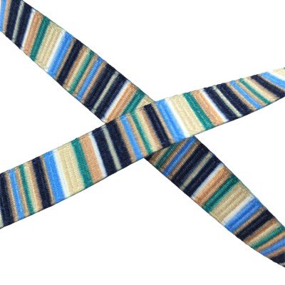 Multi Vertical Stripe Ribbon 10mm - Blue