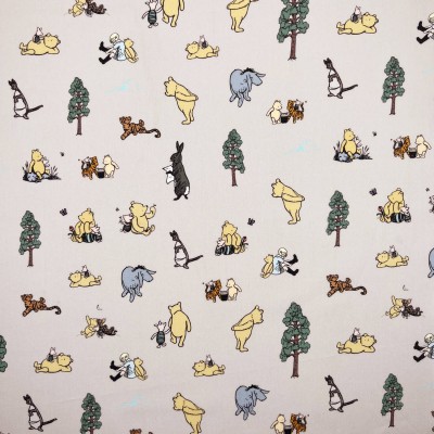 100% Cotton Premium Percale Fabric - Winnie and Friends Taupe