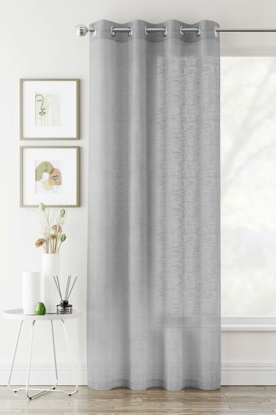 Tyrone Curtain Voile Panel Eyelet Top - Crete Silver