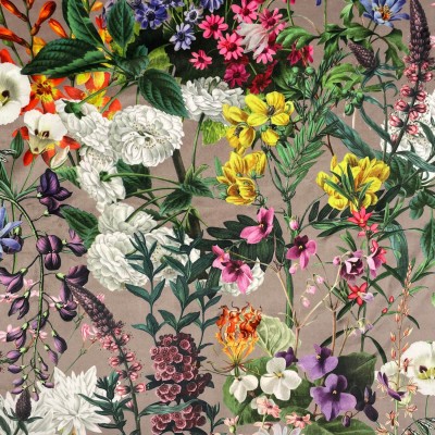 Digital Print Crafty Velvet Fabric - Summer Floral Dove