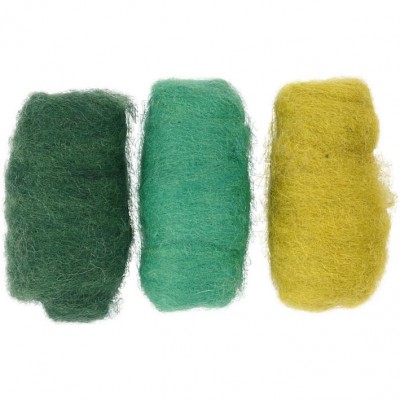 Needel Felting Carded Wool Green Harmony 3 x 10g