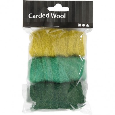 Needel Felting Carded Wool Green Harmony 3 x 