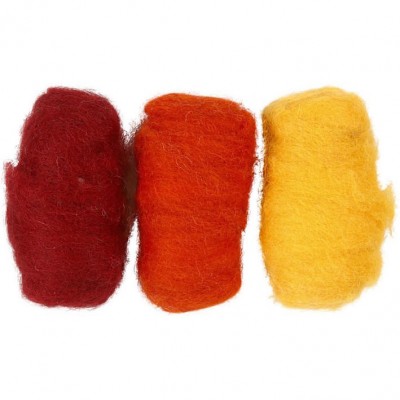 Needel Felting Carded Wool Orange Harmony 3 x 10g