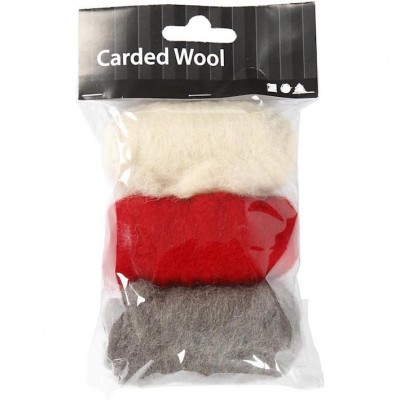 Needel Felting Carded Wool Red Harmony 3 x 10