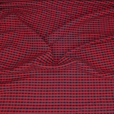 Crinkle Gingham Fabric - Red & Black