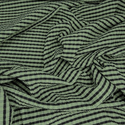 Crinkle Gingham Fabric - Khaki & Black