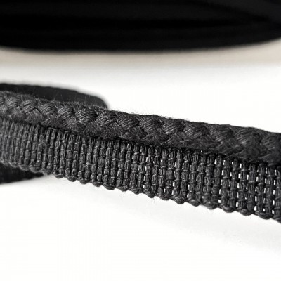 Cotton Flange Piping Cord 23mm - Black