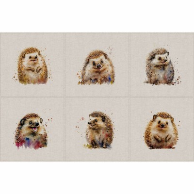 Cotton Mix Fabric - Happy Hedgehogs Panels Set of 6