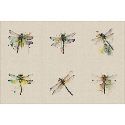 Cotton Mix Fabric - Dragonflies Panels Set of 6