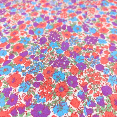 Printed Polycotton Fabric - Hibiscus Red Flow