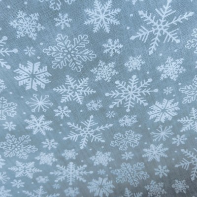 Christmas Polycotton Fabric - Snowflake Silver