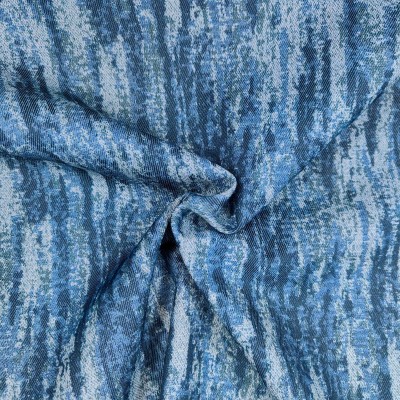 Tye Dye Denim Fabric - Mid Blue
