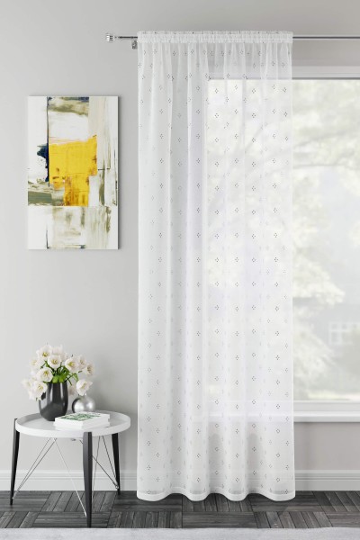 Tyrone Curtain Voile Panel Slot Top - Destiny Silver