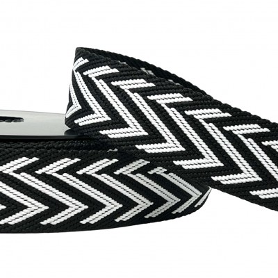 Lines and Arrows Webbing - Black / White 38mm