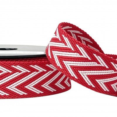 Lines and Arrows Webbing - Red / White 38mm