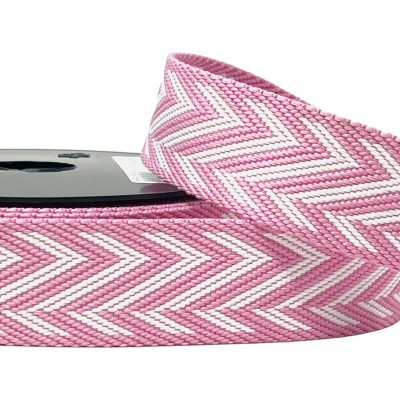 Lines and Arrows Webbing - Pink / White 38mm