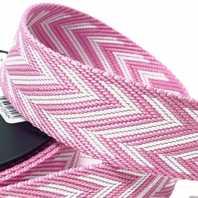 Lines and Arrows Webbing - Pink / White 38mm