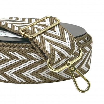 Lines and Arrows Webbing - Taupe / White 38mm