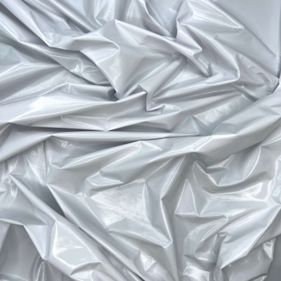 Mirror Foil Lycra Spandex 4 Way Stretch Fabric - White