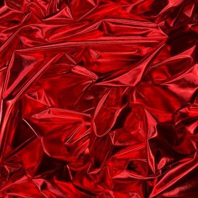 Mirror Foil Lycra Spandex 4 Way Stretch Fabric - Metallic Red