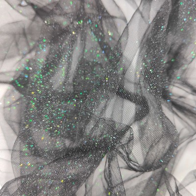Holographic Glitter Dress Net - Black