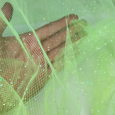 Holographic Glitter Dress Net - Lime