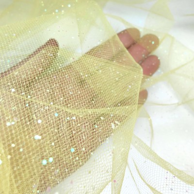 Holographic Glitter Dress Net - Yellow