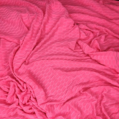 Block Jersey 4 Way Stretch Fabric - Neon Pink