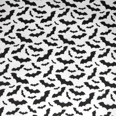 Polycotton Printed Fabric - Flying Bats - Whi