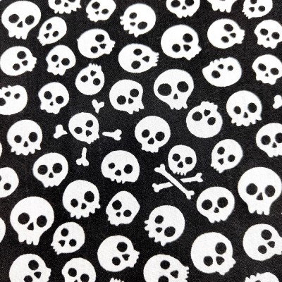 Printed Polycotton Fabric - Skulls Black with