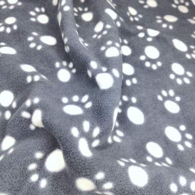 Paws - Anti Pil Printed Fleece - Grey with Wh