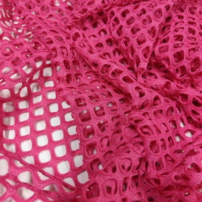 Fishnet Diamond Mesh Fabric - Cerise