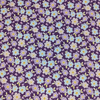 Printed Polycotton Fabric - Bold Flowers Purp