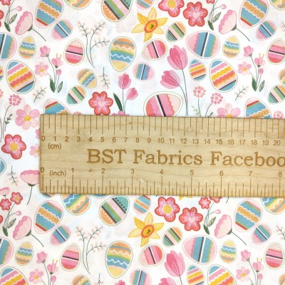 100% Cotton Fabric by Rose & Hubble - Eggs & 