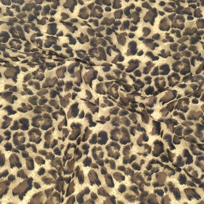 Poly Viscose Fabric - Brown Leopard