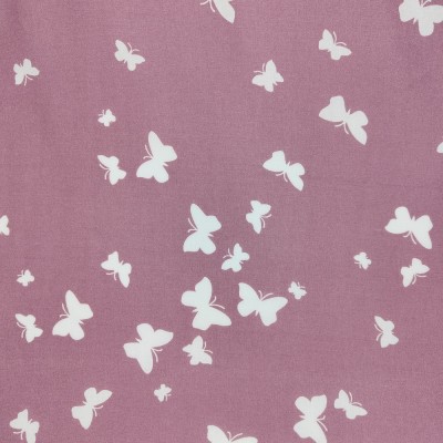 Poly Viscose Fabric - Dusky Pink with White B