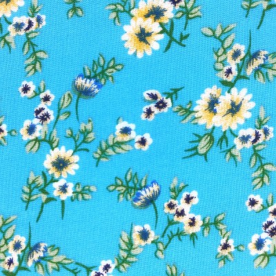 Poly Viscose Fabric - Turquoise with Yellow F