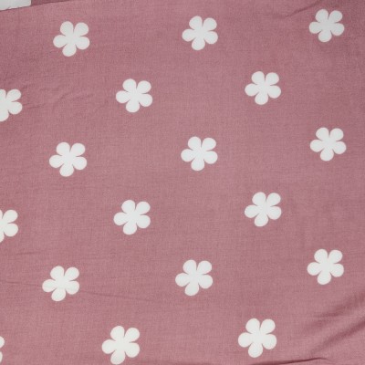 Poly Viscose Fabric - Dusky Pink with White F