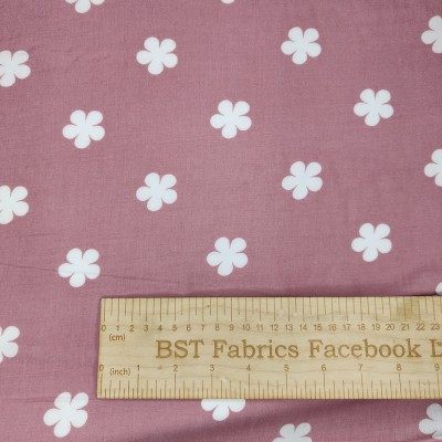 Poly Viscose Fabric - Dusky Pink with White F