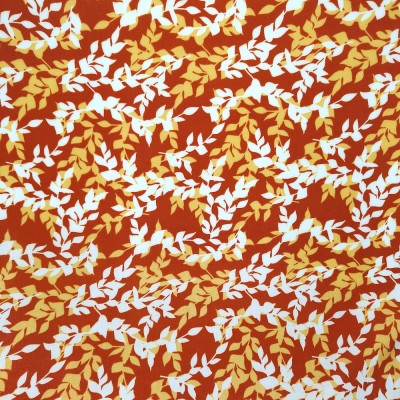 Poly Viscose Fabric - Burnt Orange with White