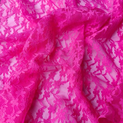 Stretch Floral Lace - Neon Pink