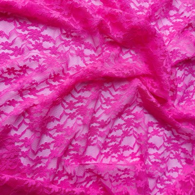 Stretch Floral Lace - Neon Pink