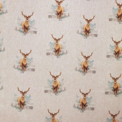 Stags All Over - Cotton Rich Linen Look Fabri
