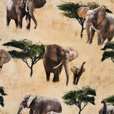 100% Cotton Print Fabric African Safari - Ele