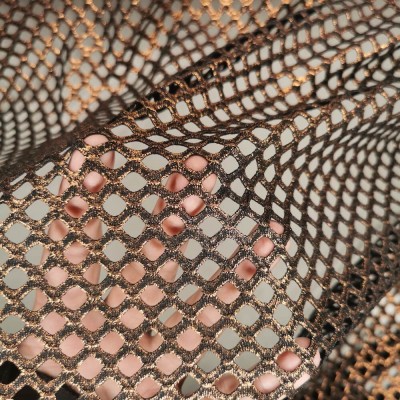 Metallic Fishnet Diamond Mesh Fabric - Bronze