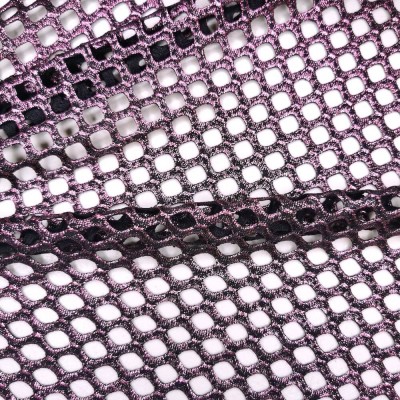 Metallic Fishnet Diamond Mesh Fabric - Cerise