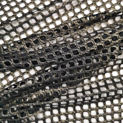 Metallic Fishnet Diamond Mesh Fabric - Gold a
