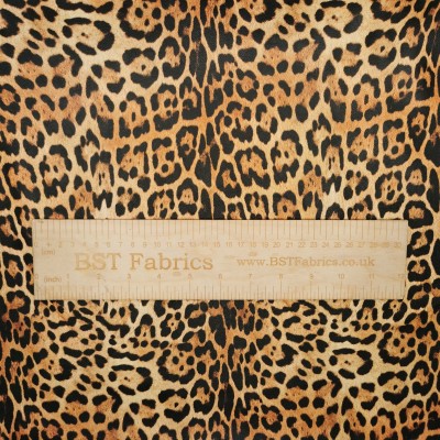 Leopard Skin Leather Look Fabric - Brown