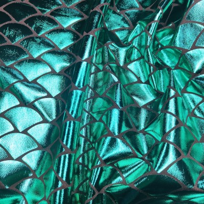 Poly Eleastine Fabric - Fish Scale Foil - Eme