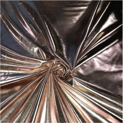 Mirror Foil Lycra Spandex 4 Way Stretch Fabric - Metallic Rose Gold